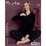 Sude Kadın Bambu Siyah Uzun Kol İnce Pijama Takımı S-3355 - 1 Adet Siyah-S