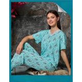 Sude Kadın Bambu Yakası Nakışlı V Yaka Kısa Kol İnce Pijama Takımı P300/312 - 1 Adet Yeşil-L