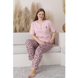 Sude Kadın Büyük Beden Düğme Yaka Penye Kısa Kol İnce Pijama Takımı P146 - 1 Adet