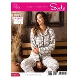 Sude Kadın Gömlek Önden Düğmeli Polar Desenli Pijama Takımı P200/17 - 1 Adet