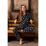 Sude Kadın Gömlek Yaka Polar Pijama Takımı M913 - 1 Adet Lacivert-L