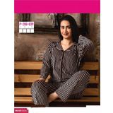 Sude Kadın Kışlık Gömlek Yaka Kadife Çizgili Pijama Takımı P200/839 - 1 Adet Somon-M