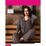 Sude Kadın Kışlık Gömlek Yaka Kadife Çizgili Pijama Takımı P200/839 - 1 Adet Somon-S