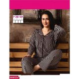 Sude Kadın Kışlık Gömlek Yaka Kadife Çizgili Pijama Takımı P200/839 - 1 Adet Somon-XL