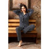 Sude Kadın Kışlık Gömlek Yaka Kadife Çizgili Pijama Takımı P200/841 - 1 Adet Siyah-S