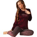Sude Kadın Kışlık Kadife Pijama Takımı 538- 1 Adet Bordo-S