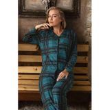 Sude Kadın Önden Düğmeli Süet Pijama Takımı P200/390 - 1 Adet Yeşil-M