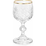 Sudedi Home Kristal Ayaklı Kadeh Bardak Altın Yaldızlı Kesim Desenli Su Bardağı (1 Adet) - Altın - Beyaz - 100 - 200 ml