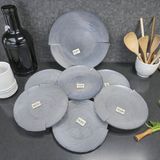 Sudedi Home Modern Gri Cam Pasta Tabağı Seti – 6 Pasta Tabağı + 1 Sunum Tabağı