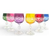 Sudedi Home Renkli Kristal Kesim Ayaklı Kadeh Seti 6’lı - 150 ml