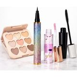 Sudedi Home Tam Makyaj Seti 4lü Far Paleti Maskara Eyeliner Lip Oil Dudak Parlatıcı Profesyonel Kozmetik - Çok Renkli
