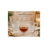 SUDELA İnci Kulplu Cam Fincan 3’lü Set | Çay, Kahve, Espresso Sunum Fincanı