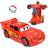 Suden Şimşek Mcqueen Cars Kırılmaz Oyuncak Robota Dönüşen Araba - Renkli