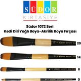 Südor 1072 Kedi Dili Fırça Seti 4'lü Sentetik Kısa Saplı Yağlı Boya ve Akrilik İçin Renk 00