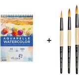 Südor 123 Seri Sentetik Kıl Suluboya Fırça Seti ve Van Dyck Defter A5 300GR - Karışık-Çok Renkli - standart