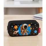 Südor 2 Bölmeli Kalem Çantası Astronot Desenli - Siyah