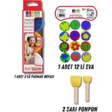 Südor 3'lü Parmak Boyası, 12'li Eva Baskı, 2'li Sarı Ponpon