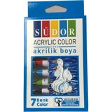 Südor Akrilik Boya Tüp 7 Renkli Su Bazlı Dayanıklı Boya 7x9 Ml Çocuklar İçin Güvenli