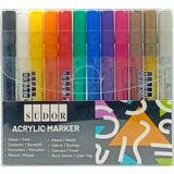 Südor Akrilik Marker Kalem Seti 12LI Ana Renkler 3 mm Uç AK02