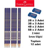 Südor Dereceli Kalem Seti 10 Adet Faber Sınav Silgisi 2 Adet 2b 3 Adet 3b 3 Adet 4b 2 Adet 5b 2ADET