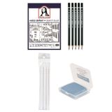 Südor Eskiz Defteri, Dereceli Çizim Kalemi Seti, Kömür Kalem, Pastel Dağıtma 3'lü, Kutulu Hamur Silgi