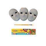 Südor Maske Boyama Seti-3 Adet Karton Maske-6 Renk Guaj Boya Seti Yuvarlak Uç Fırça