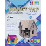 Südor MD204 14X11X12 cm Ahşap Maket Villa Boyama Seti