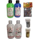 Südor Mona Lisa 250ML Slime Slaym Yapma Seti 4 Adet Renkli Köpük ve 2 Adet Toz Sim ile Eğlenceli - Set x Set x Karışık-Çok Renkli