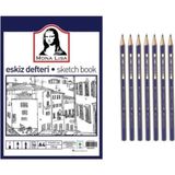 Südor Mona Lisa A5 Eskiz Defteri ve Faber Castell Dereceli Kalem Seti - Beyaz