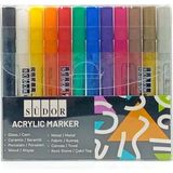 Südor Monalisa Akrilik Marker 12 Renk 3mm AK02 - Çok Renkli