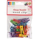 Südor Renkli Ahşap Mandal 2,5 Cm Küçük Modeli Yapıştırıcılar İçin 30 Lu Set