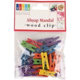 Südor Renkli Ahşap Mandal Küçük Mini Mandal (30 Adet) 80 gr Kağıt Gramajı ile Pratik Kullanım