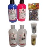 Südor Slime Slaym Yapma Seti 250ML 4 Adet Mavi ve Pembe Renkli Köpük ile Eğlenceli - Set x Set x Karışık-Çok Renkli