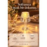 sudora Mini LED Masa Lambası Kristal Görünümlü Pilli Dekoratif Abajur 13 cm + Yedek Pil