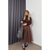 Sue Store Koyu Kahve Merserize Boğazlı Premium Kazak - Standart