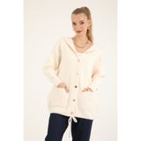 Suede Style 40936 - Şık Rahat Kapüşonlu Kadın Triko Ceket