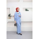 Suede Style 5398 - Rahat Salaş İnce Kadın Kot Kapüşonlu Ceket Pantolon Takımı