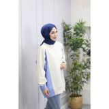 Suede Style 5553 - Rahat, Salaş Basic 2 İplik Çizgili Poplin Kumaş Garnili SweatKadın Uzun Sweatshirt