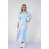 Suede Style 5827 - Şık Rahat Poplin Boydan Fermuarlı Yazlık Kadın Elbise