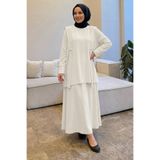 Suede Style 5973 - Şık Rahat Bağlama Detaylı Yumuşak Modal Kumaş Salaş Kadın Etek Tunik Takım