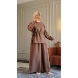 Suede Style 6339 - Şık Rahat Modal Yumuşak Dokuma Kumaş Bel Büzgü Detaylı Salaş Kadın Takımı