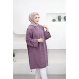 Suede Style 6346 - Rahat Fermuarlı Cepli Kol Düğme Detaylı Uzun Tunik