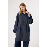 Suede Style 6366 - Rahat Fermuarlı Cepli 2 İplik Kot Garnili Bel Bağlamalı Uzun Tunik Kap