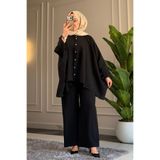 Suede Style 6459 - Şık Rahat Viva Salaş Kadın Gömlek Pantolon Takım