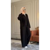 Suede Style 6490 - Şık Rahat Örgü Modal Kumaş Salaş Fermuarlı Gömlek Yaka Kadın Takım