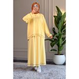 Suede Style 6516 - Şık Rahat Yumuşak Özel Wanda Viskonlu Kumaş, Salaş Kadın Etek Tunik Takım