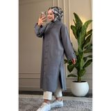 Suede Style 6596 - Rahat Şık Fermuarlı Yumuşak Modal Kumaş Uzun Kadın Tunik