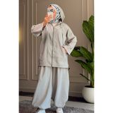 Suede Style 6649 - Şık Rahat Salaş Şeftali Yumuşak Kumaş Paça Lastik Detaylı Kadın Takım