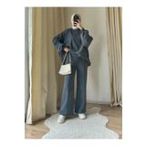 Suede Style 9033-9034 - Şık Rahat 2 Iplik Soft Yıkama Salaş Kadın Takım