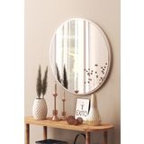 SUEL HOUSE Beyaz Dekoratif Yuvarlak Büyük Antre Duvar Aynası 45 Cm